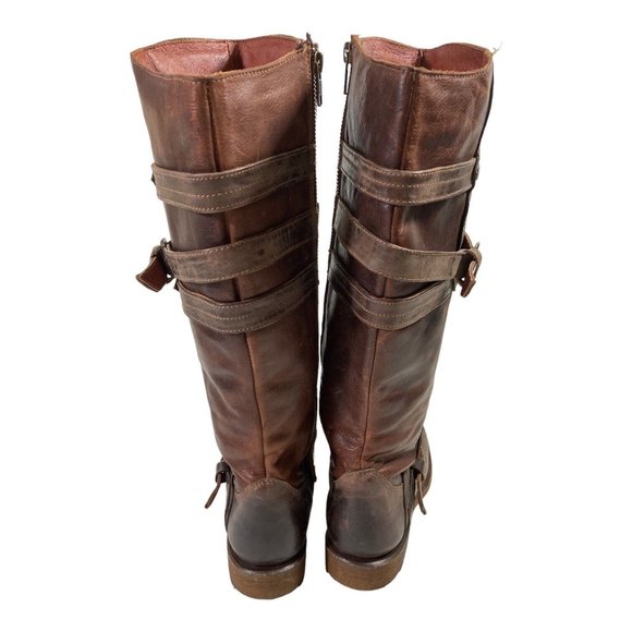 Heritage 7.5M Brown Distressed Leather Buckle Knee High Riding Boots - Picture 5 of 9